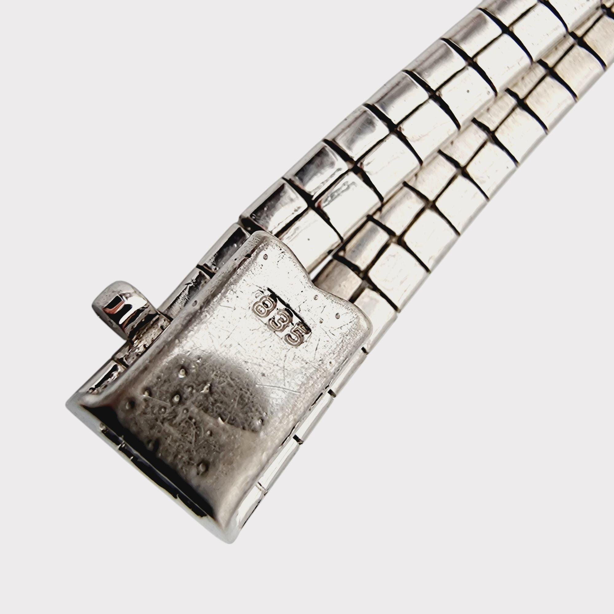 ヴィンテージ 835 シルバー ダブルロウ メッシュブレスレット - 19cm