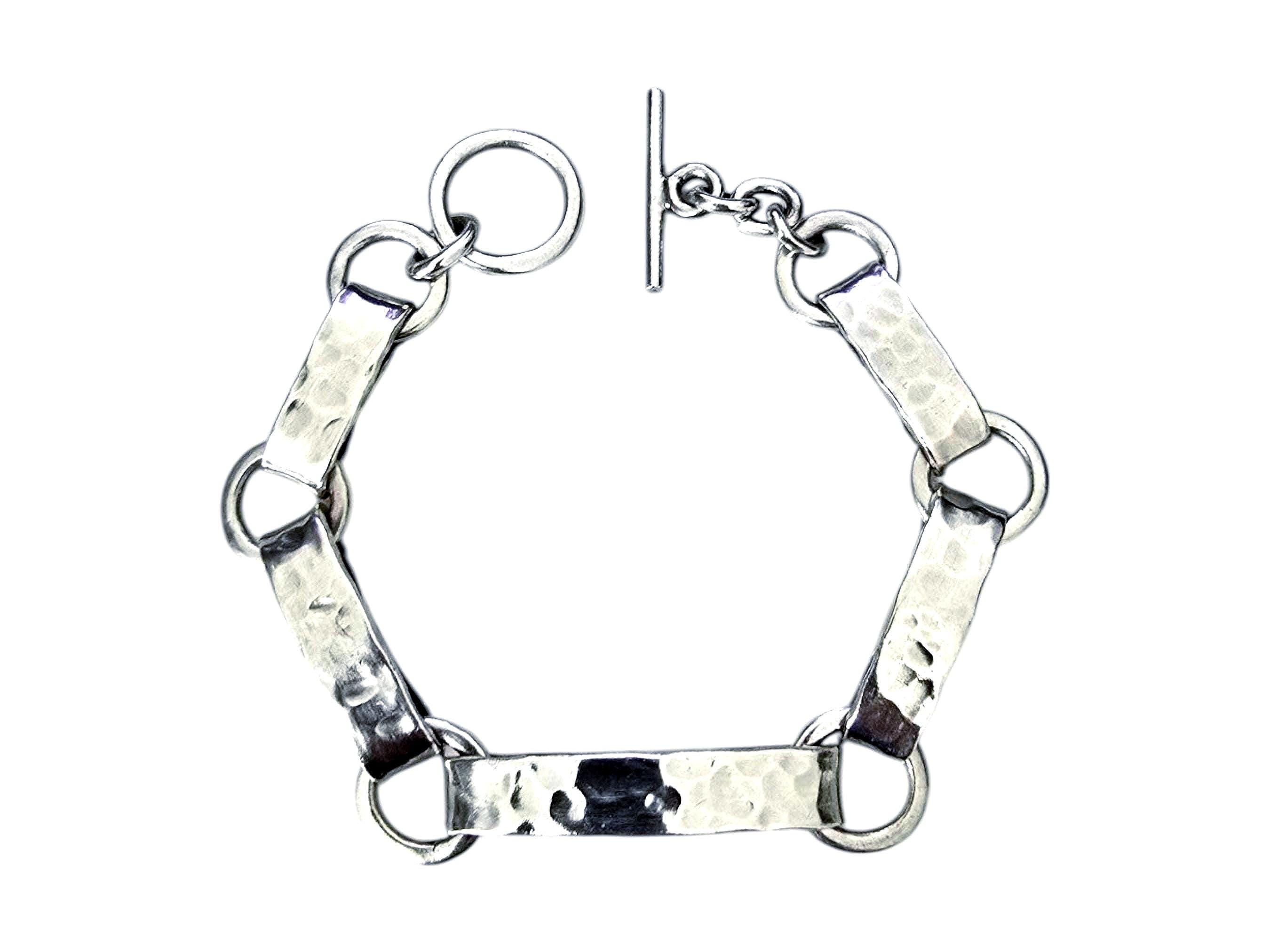 ヴィンテージデザイナーチャンキーハンマーシルバーリンクブレスレット