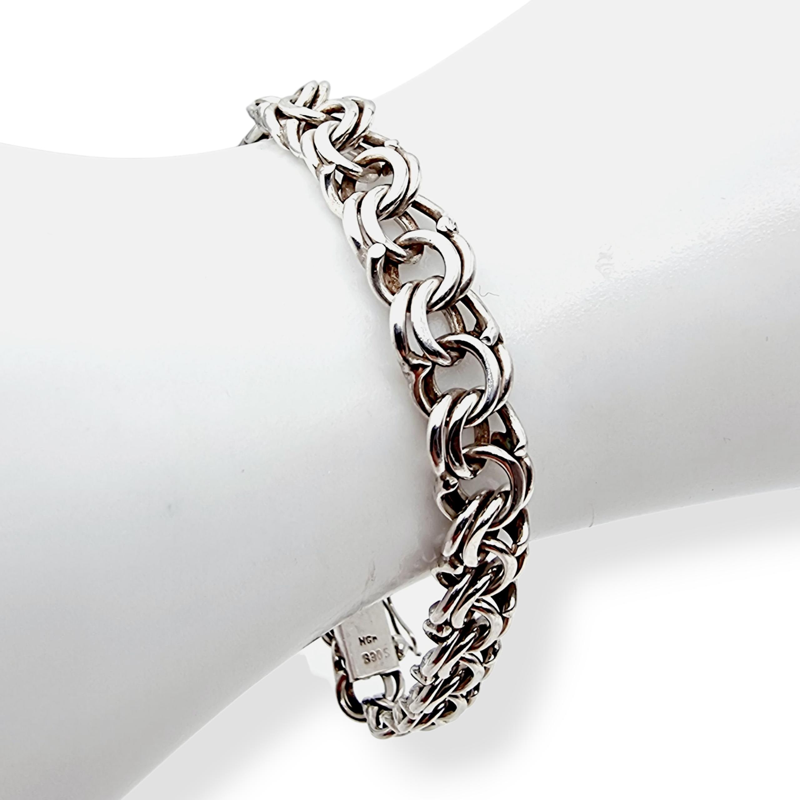 Vintage 830 Silver Double Link Chain Bracelet, 18 cm, Mid-Century Nordic  Jewelry