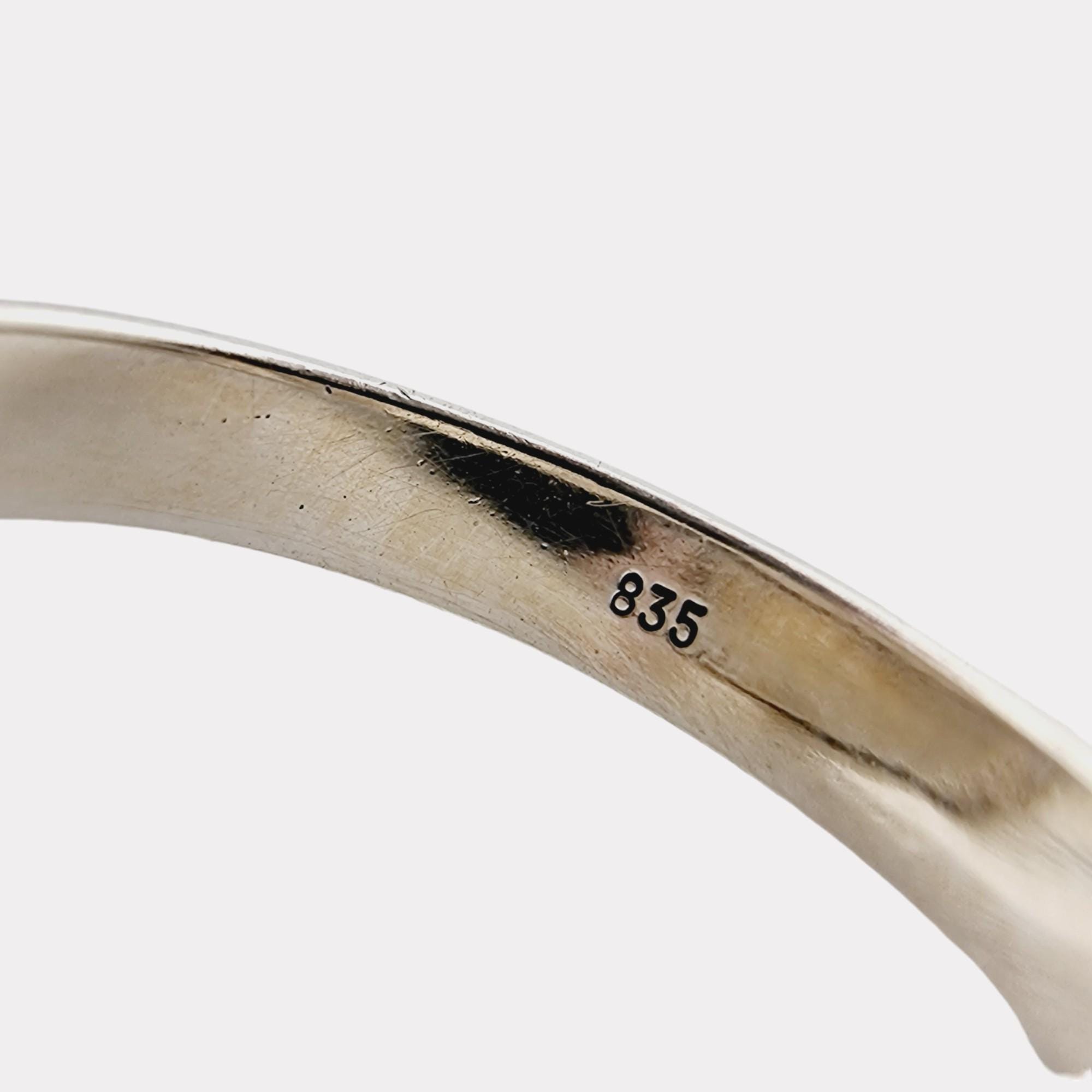 Bague Argent Massif 835 Avec Ambre Baltique - Taille 52, 3.62g, Neuve Avec étiquettes