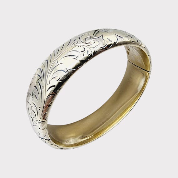 Vintage Designer Engraved Solid Sterling Silver F… - image 4