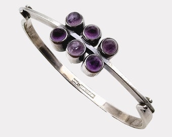 1959 Elis Kauppi & Kupittaan Kulta Silver Bracelet with Amethyst, Finland