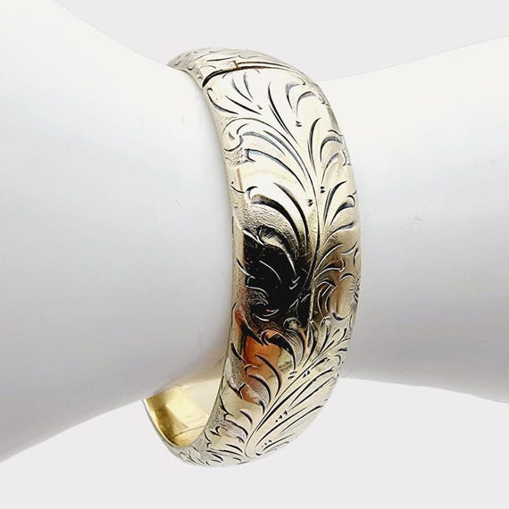 Vintage Designer Engraved Solid Sterling Silver F… - image 3