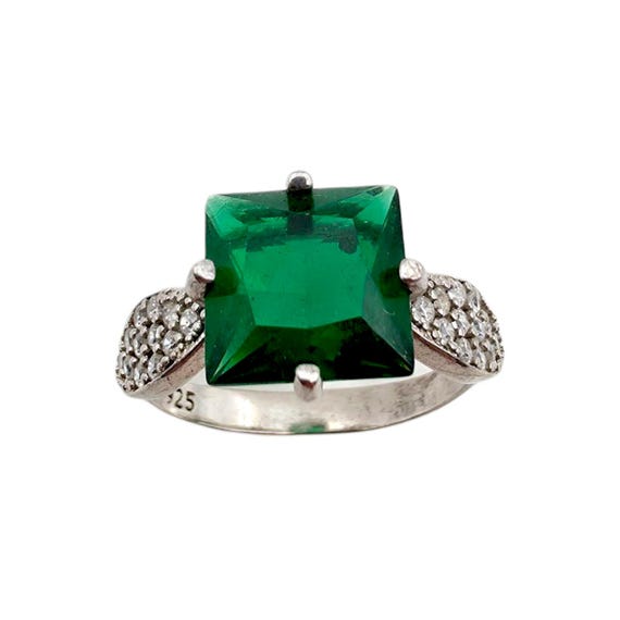 Bold Silver Statement Ring Set with Blue & Green … - image 8