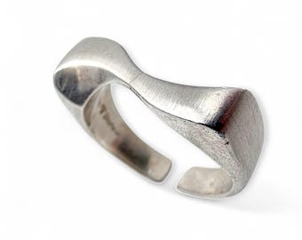 Bague Ancienne Marquise En Argent Sertie D'onyx Noir Octogonal - Taille 59