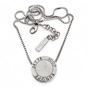 Jette Joop for JOOP! 925 Silver Necklace – Round Engraved Pendant “JETTE JOOP Europe”, 45 cm