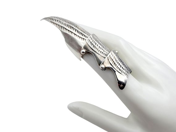 Solid Silver Armor Claw Ring - Gothic Medieval St… - image 1