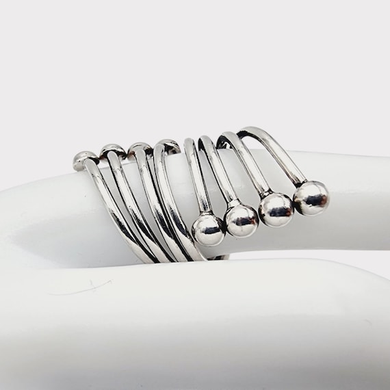 Statement Silver Wire Ring | Abstract Spiral Desi… - image 6