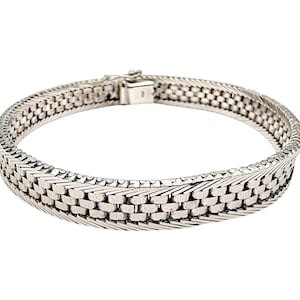Vintage 835 Silver Bracelet with Intricate Woven Design - Elegant Retro Jewelry, 19 cm