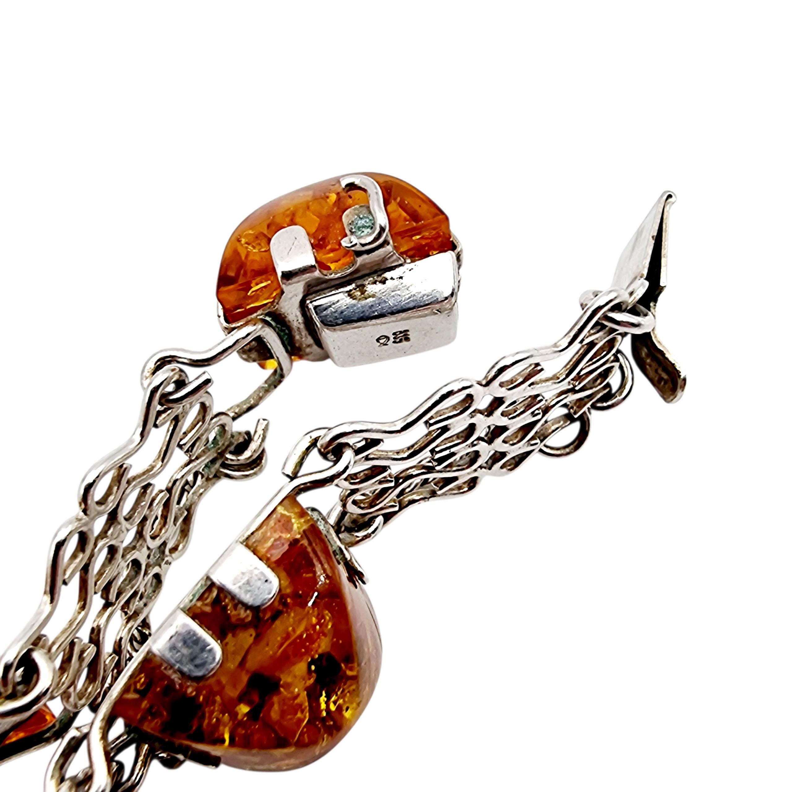 Vintage Fischland 835 Silver & Amber Bracelet, German Mid-century