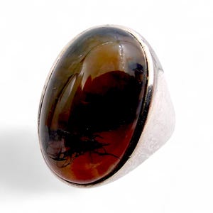 Anillo vintage de plata con ágata escénica: joya única con paisajes, talla 56 imagen 3