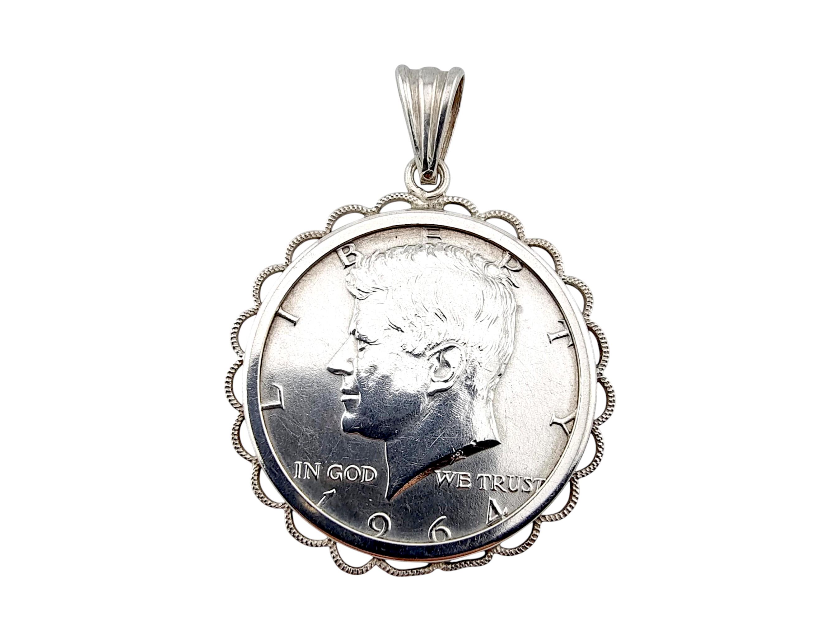 USAケネディハーフダラー銀貨1964年　ネックレス USAケネディハーフダラー銀貨1964年 ネックレス 【公式通販】