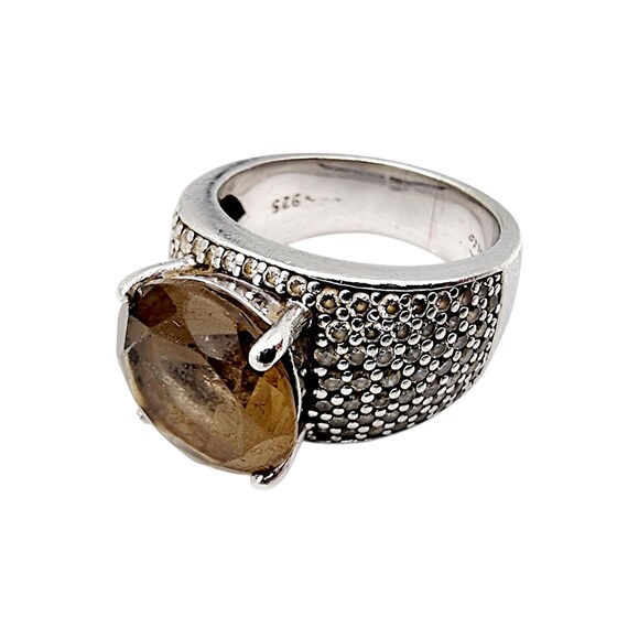 Ti Sento Silver Statement Ring with Large Brown S… - image 4