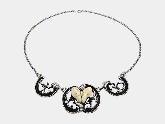 Vintage 835 Silver Necklace With Filigree Design and Unique