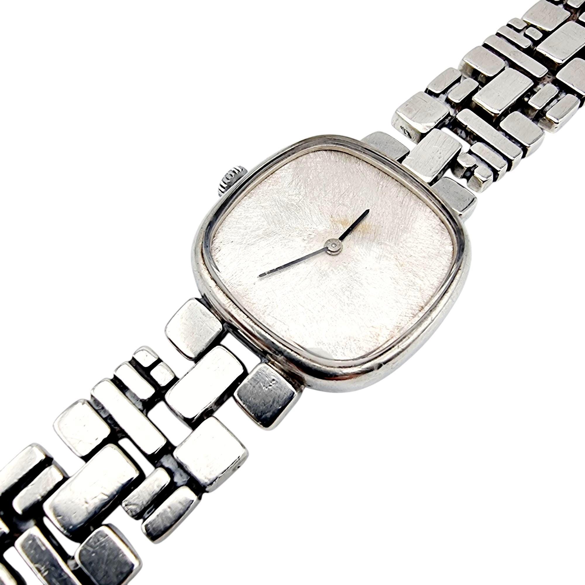Rare Vintage Silver Brutalist Mechanical Watch (ca. 1960s-1970s