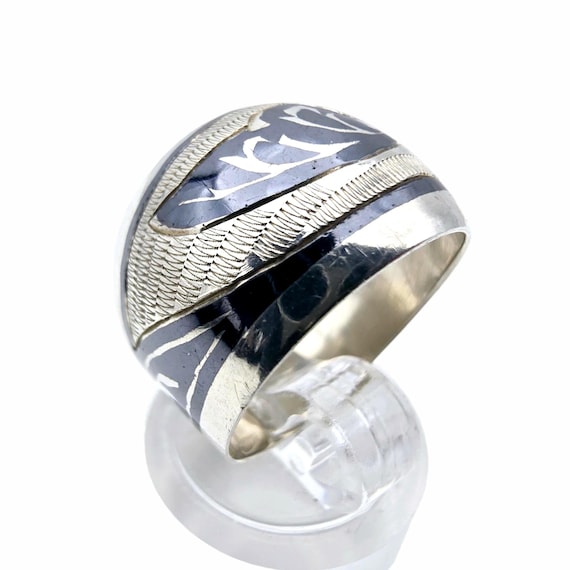 Vintage Russian (soviet Union) 875 Silver Niello Ring With