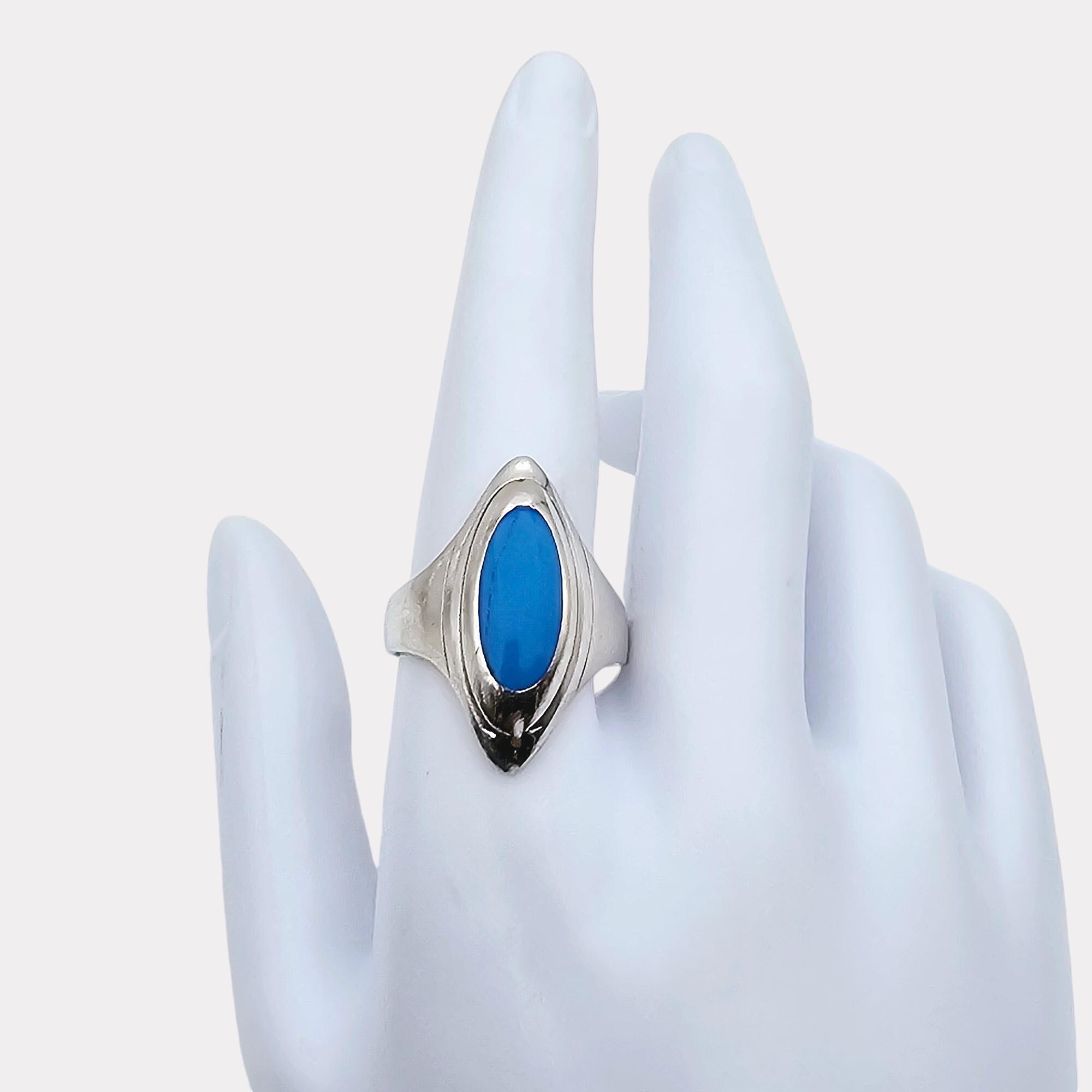 ヴィンテージ 925 シルバーリング、ターコイズカボションストーン付き