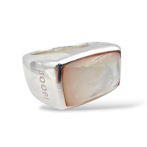 Designer JOOP! Silver Ring with Rectangular Mothe… - image 4