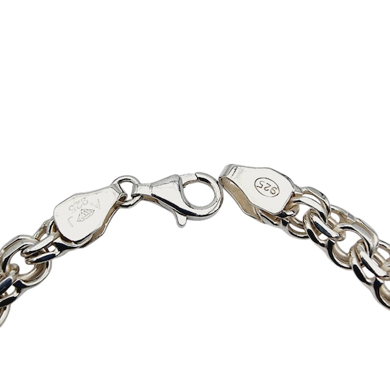 Solid Sterling Silver Double-Curb Chain Bracelet … - image 8