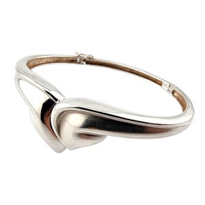 Vintage Sterling Silver Modernist Bangle Bracelet with Organic Design - Likely 1970s-1980s