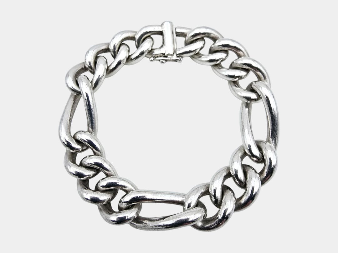 Heavy 93g Vintage Sterling Silver Curb Link Bracelet – Bold Chunky