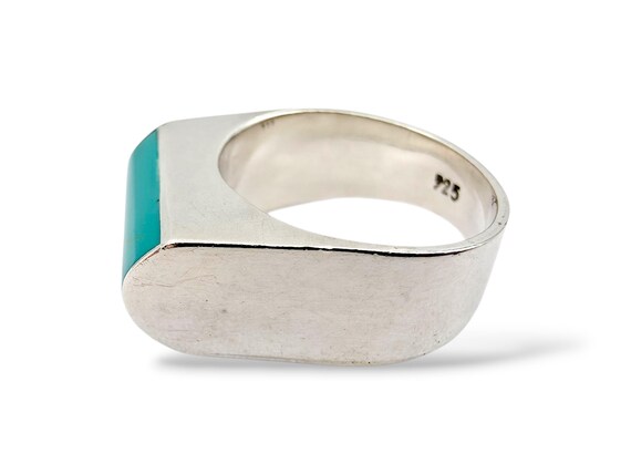 Vintage 925 Silver Ring with Rectangular Turquois… - image 8