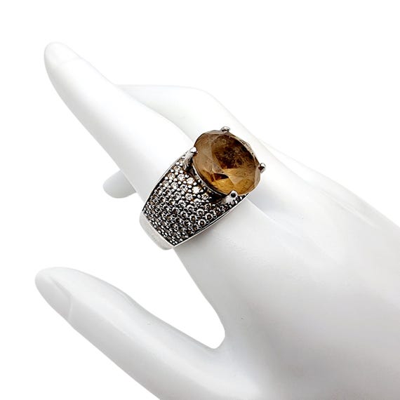 Ti Sento Silver Statement Ring with Large Brown S… - image 3
