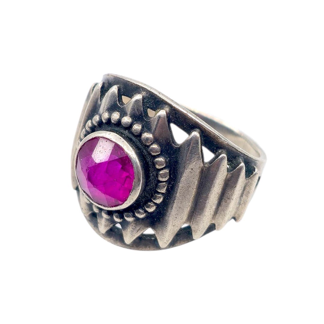 Vintage Soviet Silver (USSR) Ring With Red Stone, Star Hallmark 875 ...