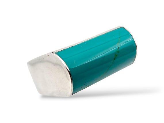 Vintage 925 Silver Ring with Rectangular Turquois… - image 7