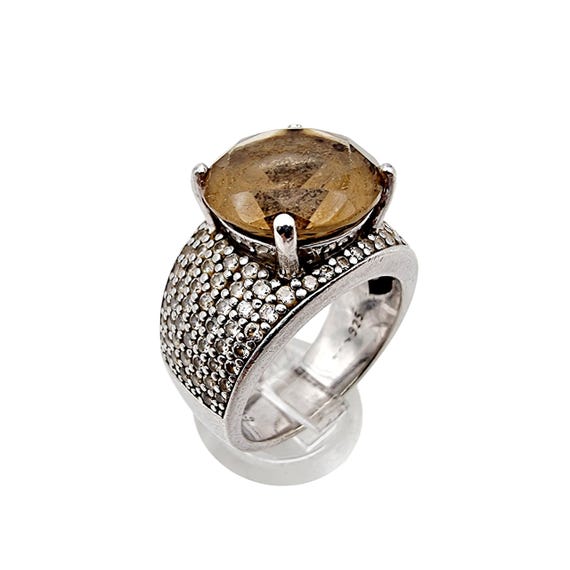 Ti Sento Silver Statement Ring with Large Brown S… - image 5