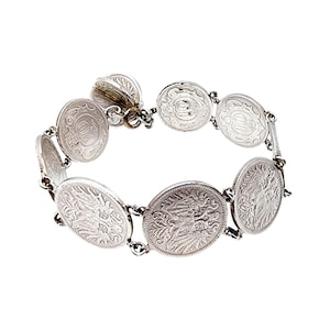Austrian Coin Silver Bracelet – Handmade from Vintage 10 Groschen Coins – 34.65g Statement Jewelry – 19cm Length – Historic Patriotic Gift