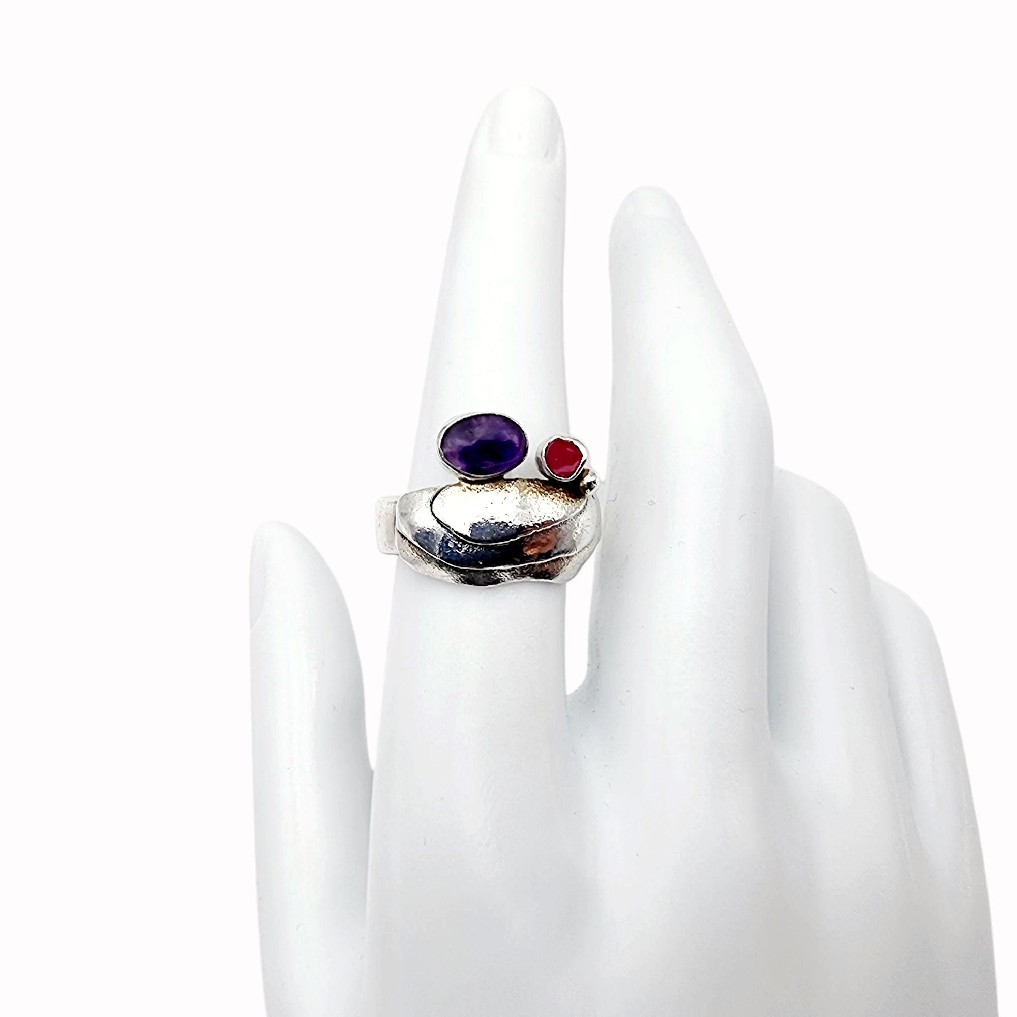 Bague En Argent 925 Et Améthyste - Style Ancien - Taille 59 - Marque Délicatement Doux - Neuf