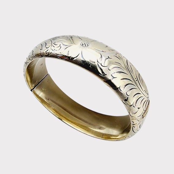 Vintage Designer Engraved Solid Sterling Silver F… - image 2