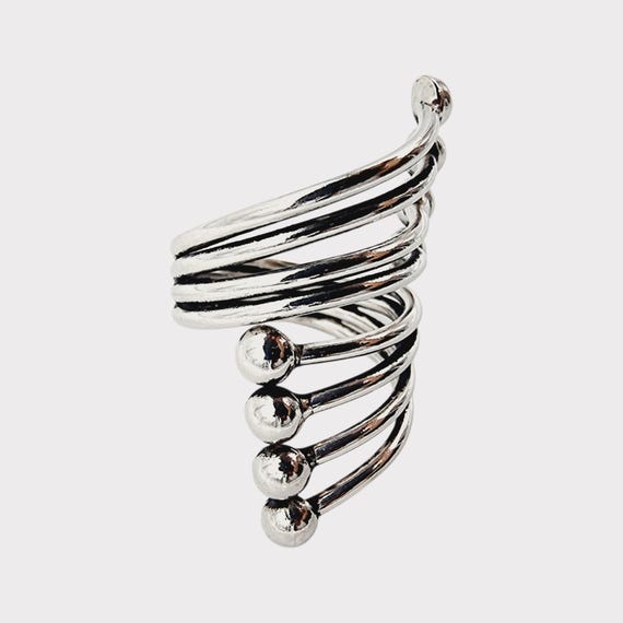 Statement Silver Wire Ring | Abstract Spiral Desi… - image 8