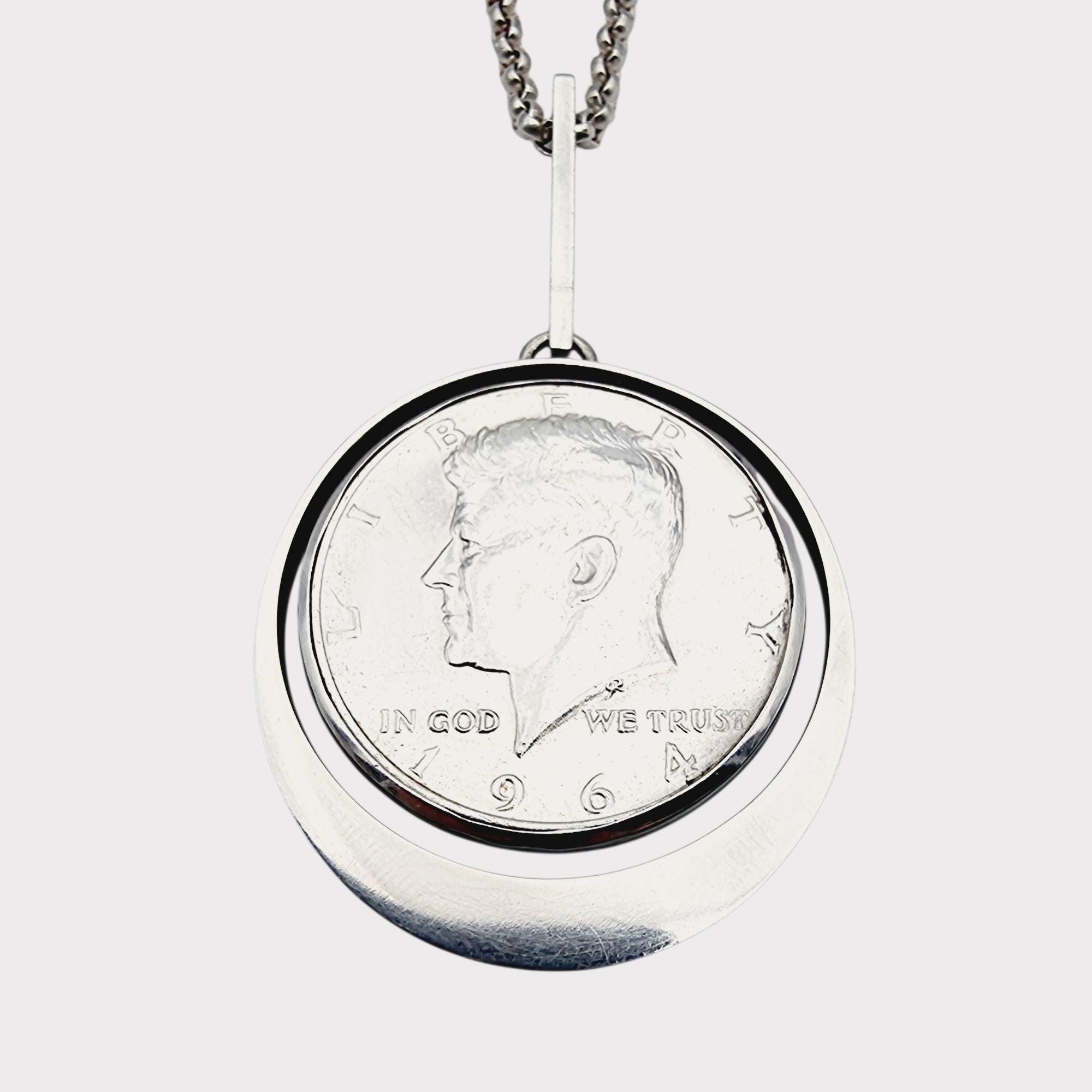 1964年 ケネディ ネックレス 1964年ケネディ・ハーフダラー付きヴィンテージシルバーコイン