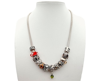 Pandora Sterling Silver Charm Necklace 71g Vintage 925 ALE Necklace with  Multiple Charms, Collectible Pandora Jewelry