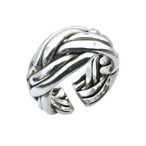 Bold Woven Sterling Silver Statement Ring (Size 6… - image 1