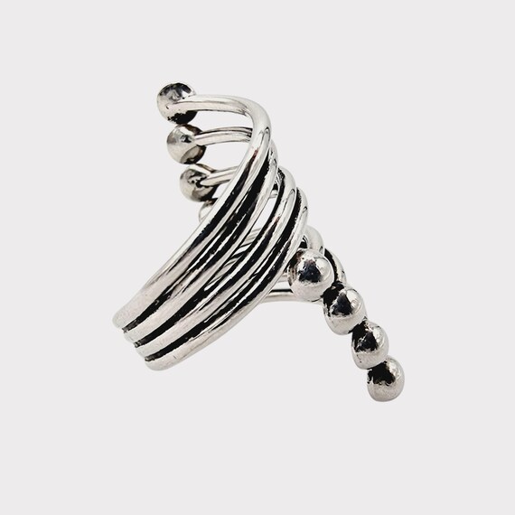 Statement Silver Wire Ring | Abstract Spiral Desi… - image 2