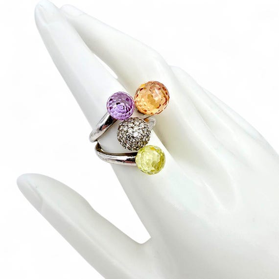 925 Silver Multi-Color Statement Ring – Yellow, P… - image 4