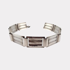Vintage Sterling Silver Hammered Link Bracelet - 835 Silver, 18 cm