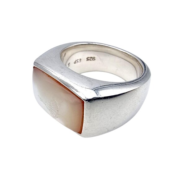 Designer JOOP! Silver Ring with Rectangular Mothe… - image 6