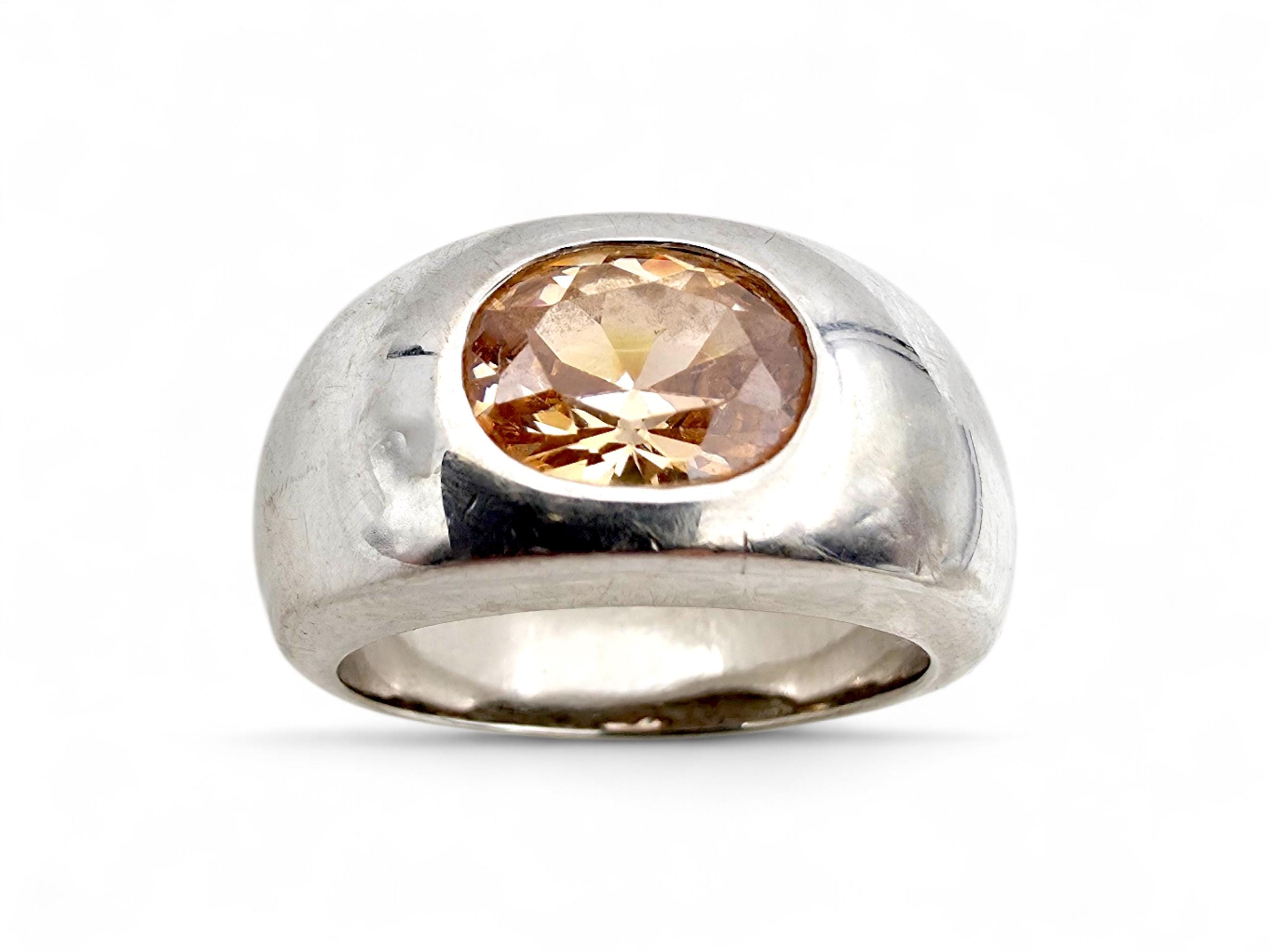 Bague En Argent Massif Style Dôme Avec Symboles Asiatiques - Taille 61
