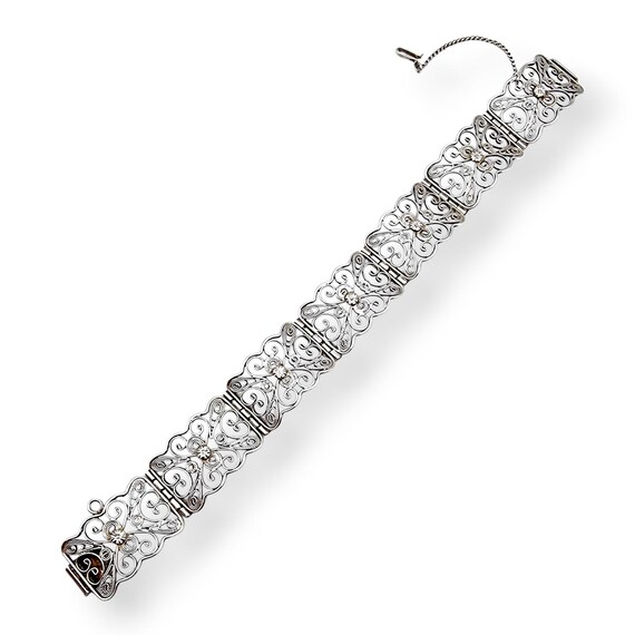 ビンテージブレスレット Silver835 Vintage 835 Silver Filigree Bracelet, 1950s Portuguese Floral