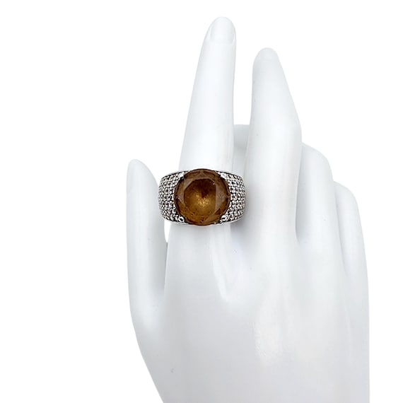 Ti Sento Silver Statement Ring with Large Brown S… - image 2