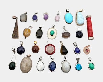 Vintage Genuine Gemstone Pendant Collection - Assorted Stones & Styles - Choose Your Unique Pendant by Number