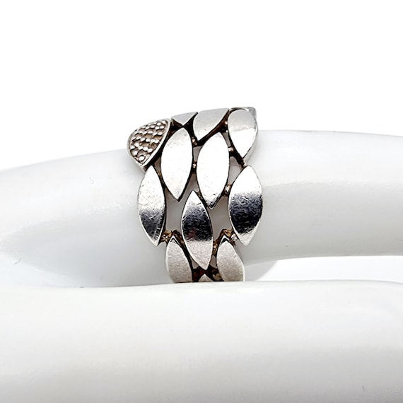 Breuning Silver Leaf Ring – Wide Modernist Band f… - image 5