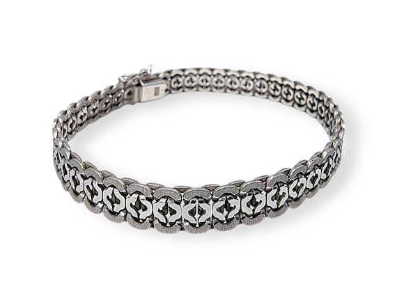 Vintage 835 Silver Bracelet – German Mid-century Floral Link