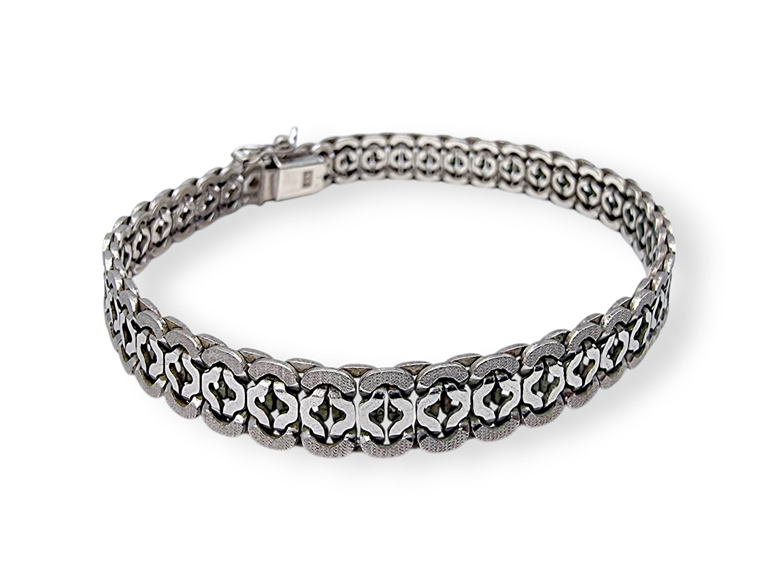 Vintage 835 Silver Bracelet – German Mid-century Floral Link