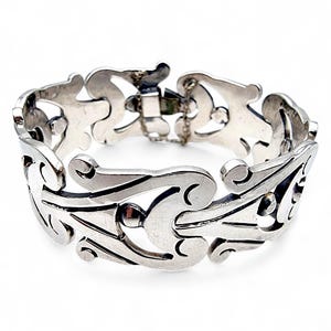 Vintage Mexican Sterling Silver Bracelet – R. Flores C3 Taxco, 79g