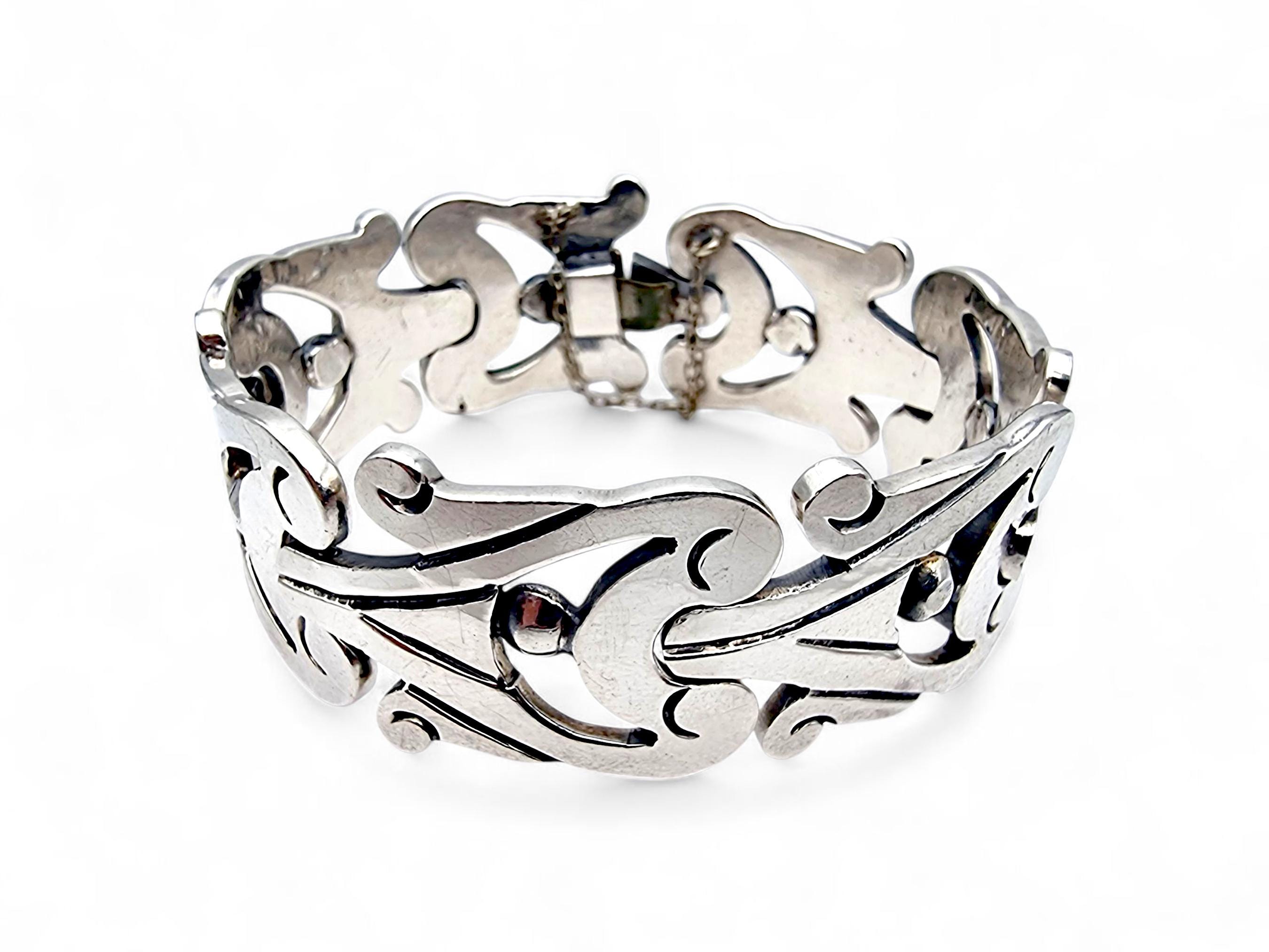 Vintage Mexican Sterling Silver Bracelet – R. Flores C3 Taxco, 79g
